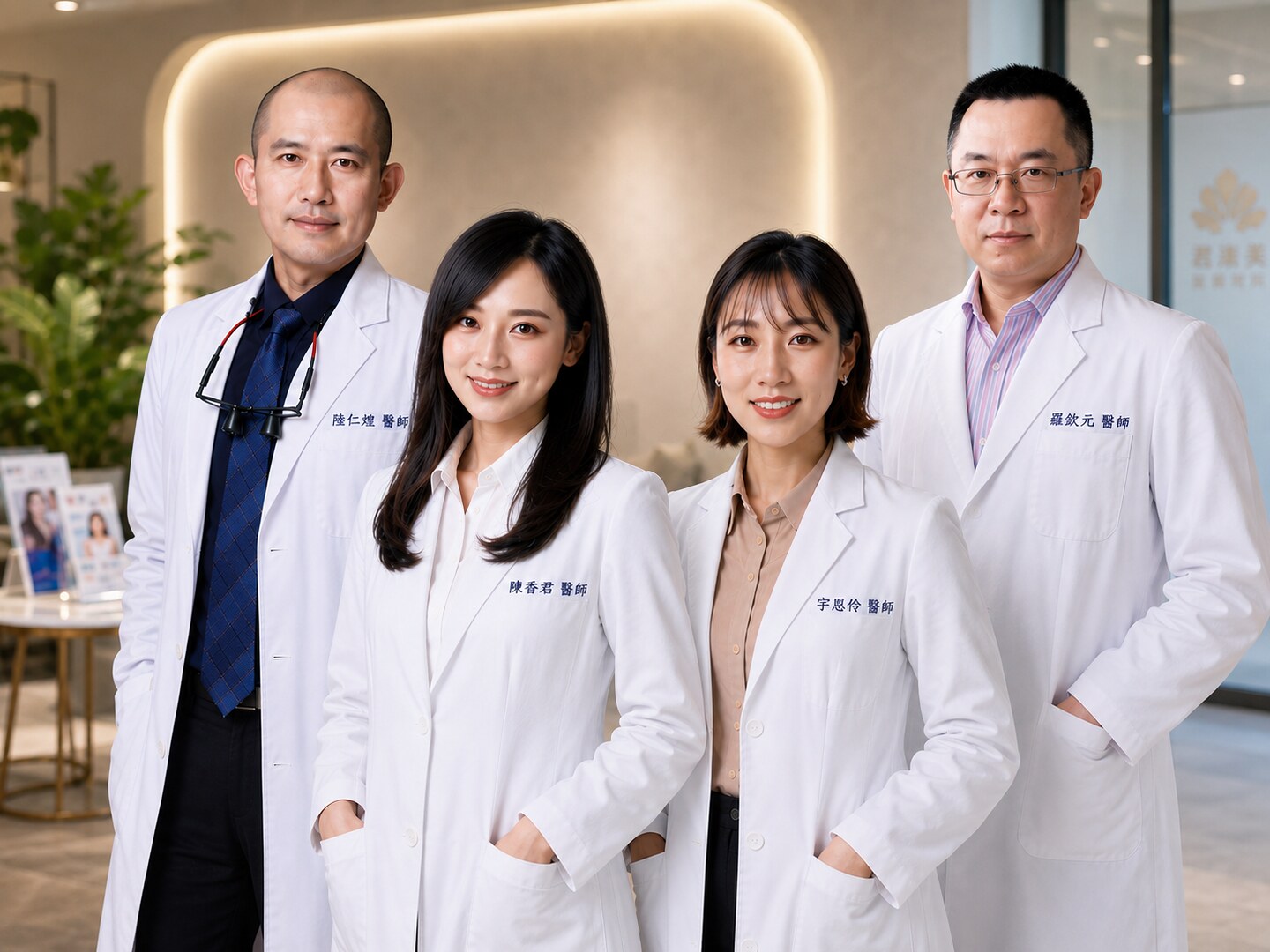 君漾美牙醫診所四位醫師於診所內合影